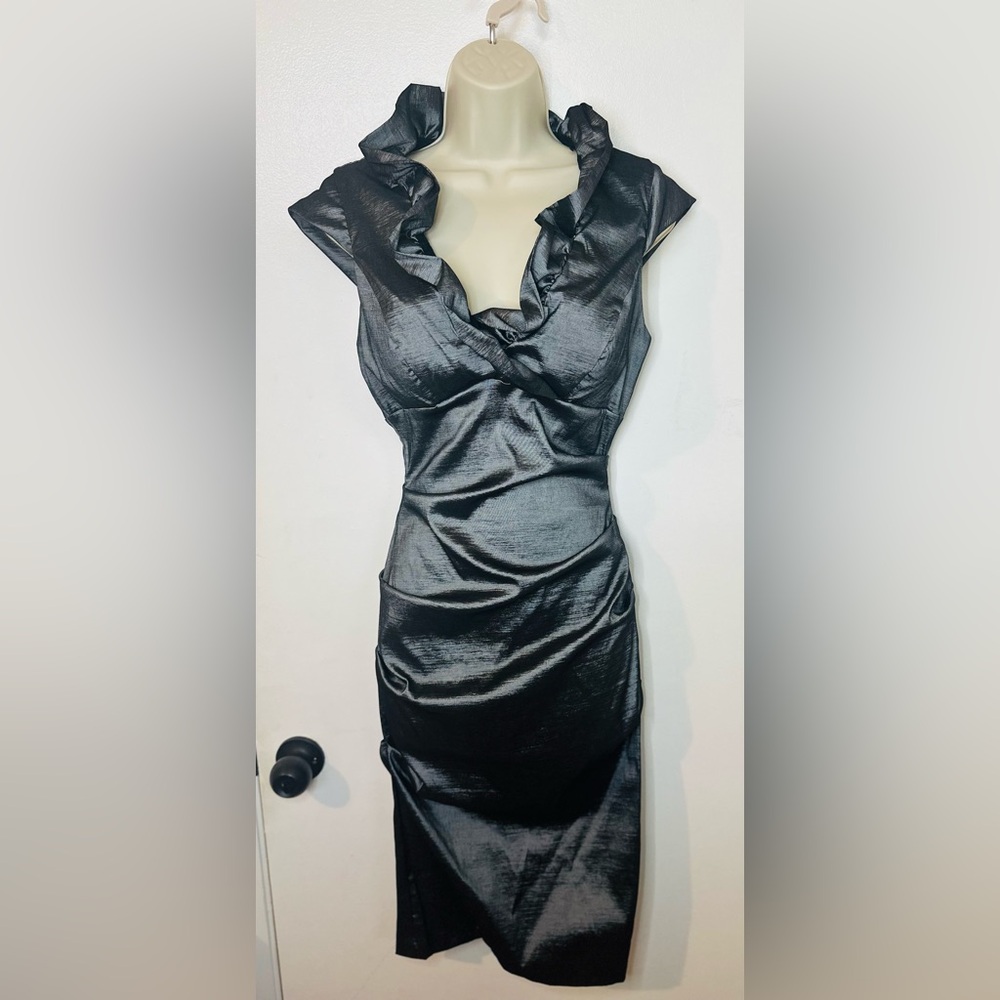 JS Boutique Blue Sheath Mini Dress Cowl Neck Sleeveless
